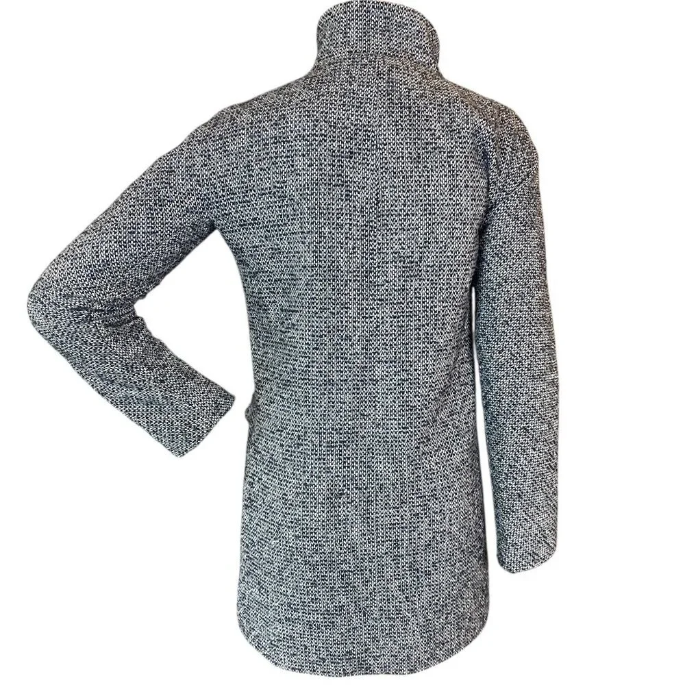 J. Crew Factory Wool Blend Tweed City Pea Coat Sz 00 Black White #246G - Picture 7 of 11